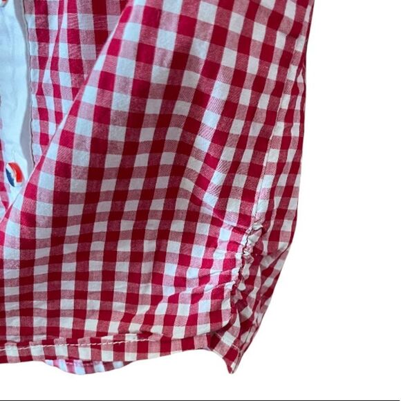 Vintage patriotic baby gingham blouse red white blue - Picture 5 of 9